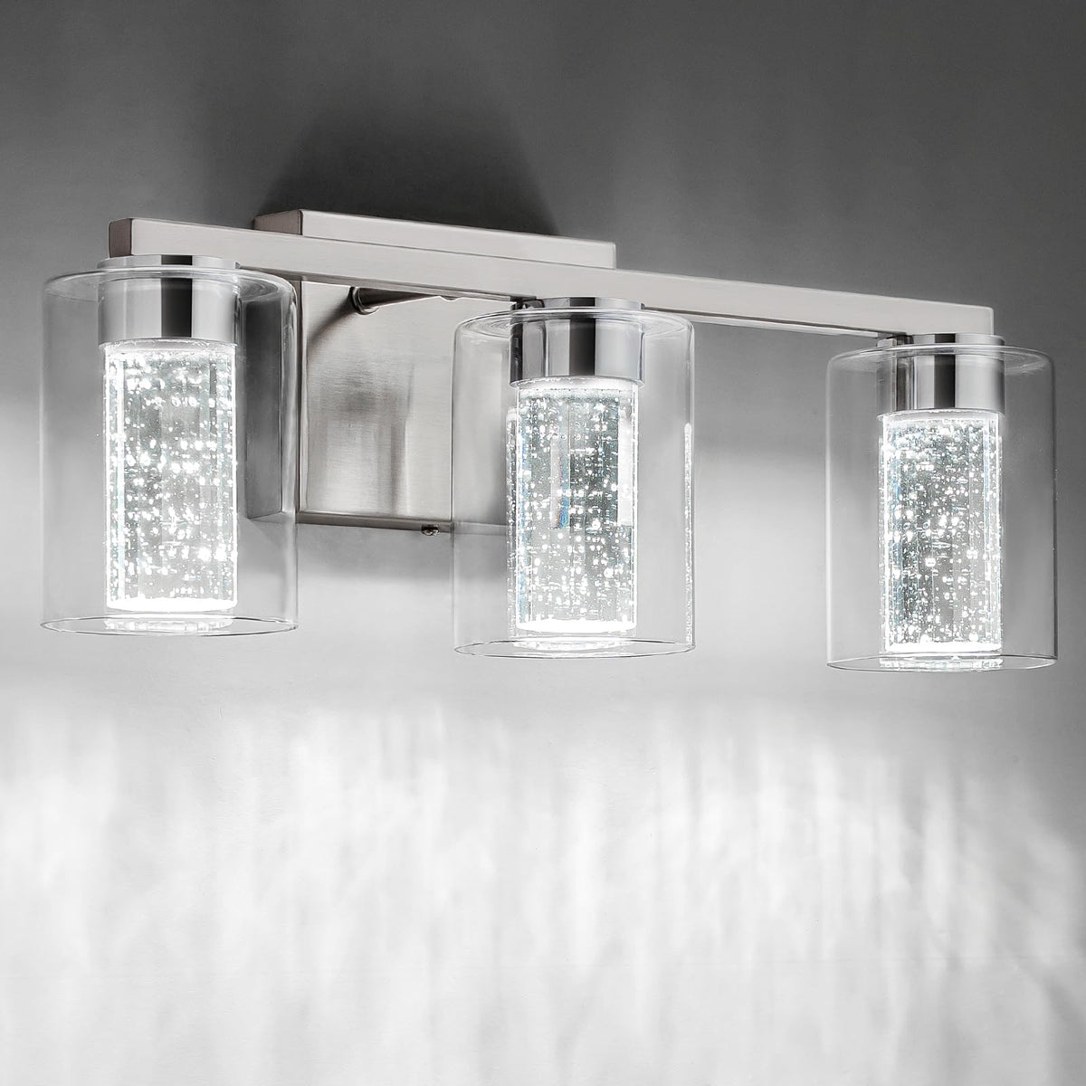 3 Light Brushed Nickel Vanity Light with 3 Color Modes (3-light / Brushed Nickel)