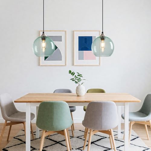 Light Green Seeded Glass Pendant Lights Kitchen Island 1 Pack (Light Green / M - 7.87 in)