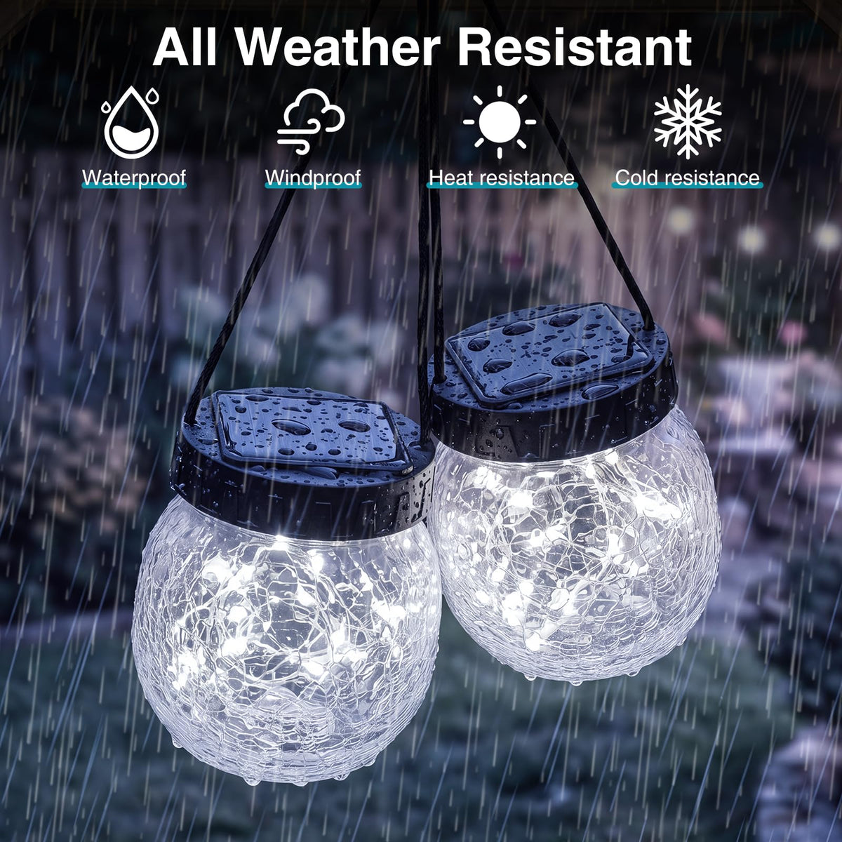 Solar Lanterns Outdoor Waterproof 4 Pack (Cold White / 4 Pack)