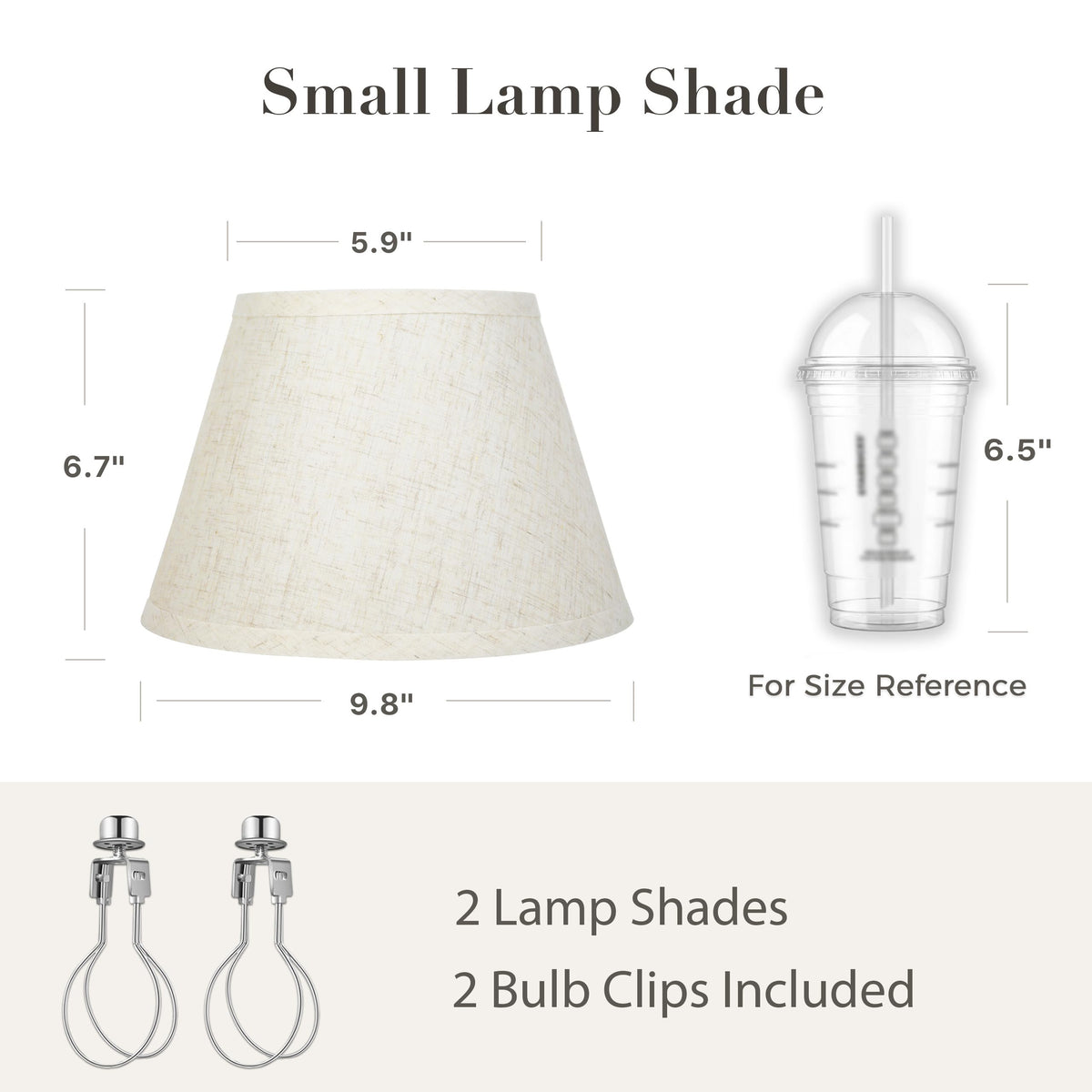 2 Small Lamp Shades for Table Lamps (Beige Linen)