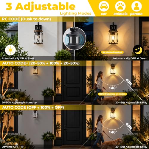 14" Farmhouse Motion Sensor Wall Light (Wood Grain / 14''(2-Pack))