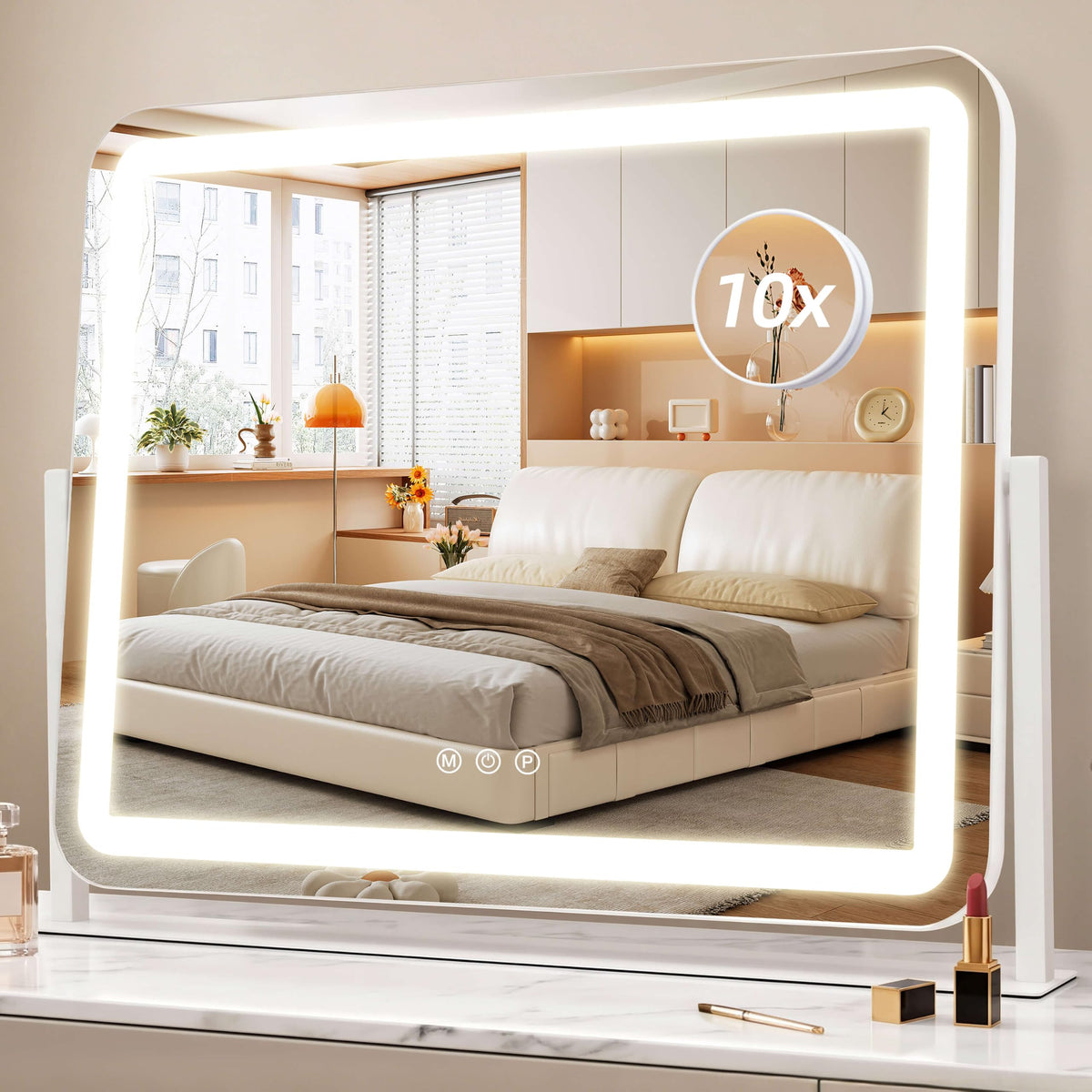 Vanity Mirror with Lights (White / 22"L x 17"W)