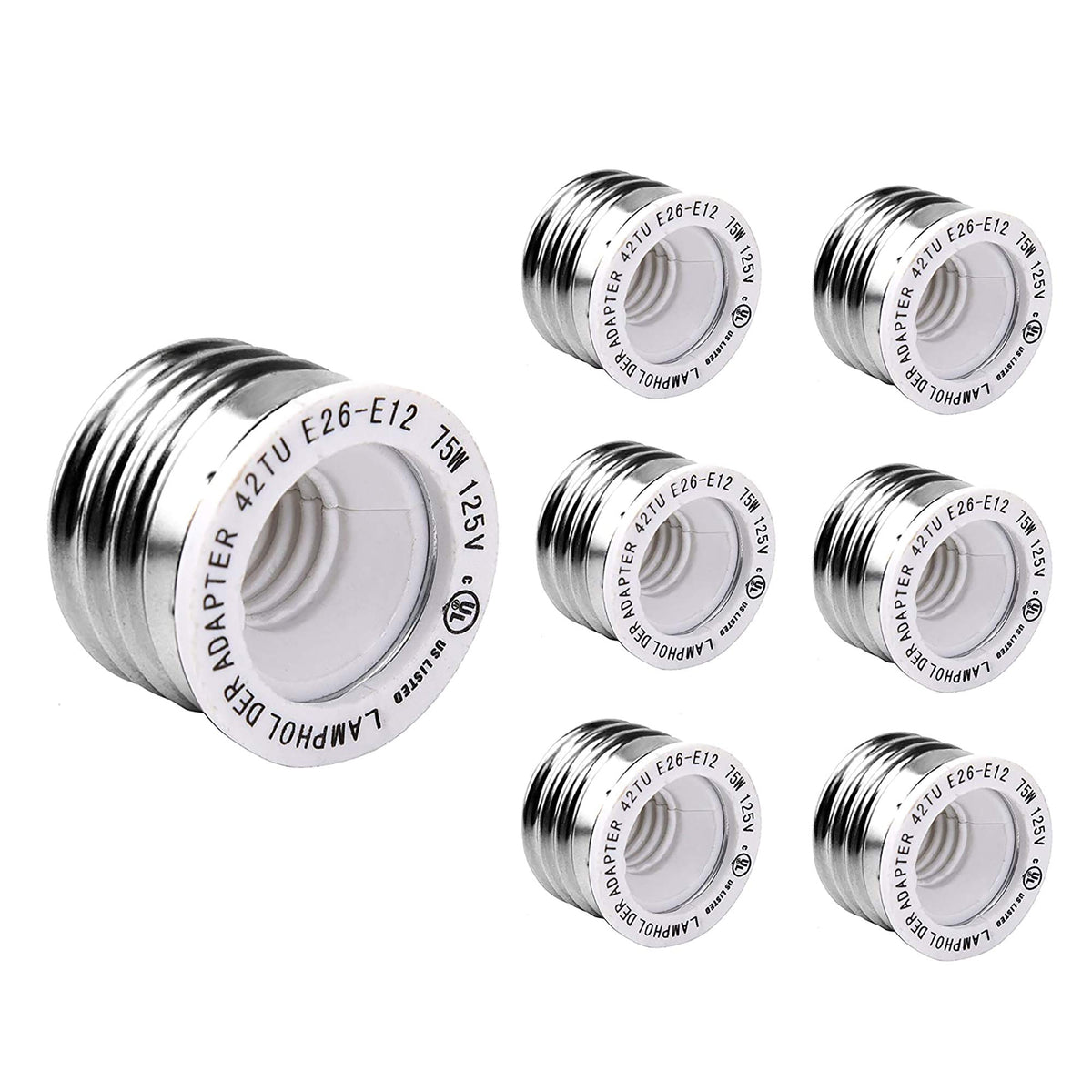 UL Listed E26 to E12 Adapter (6 Pack)