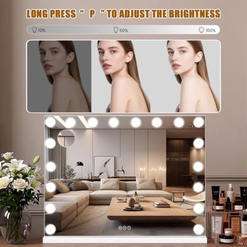 Vanity Mirror with Lights (White / 32"L x 24"W)