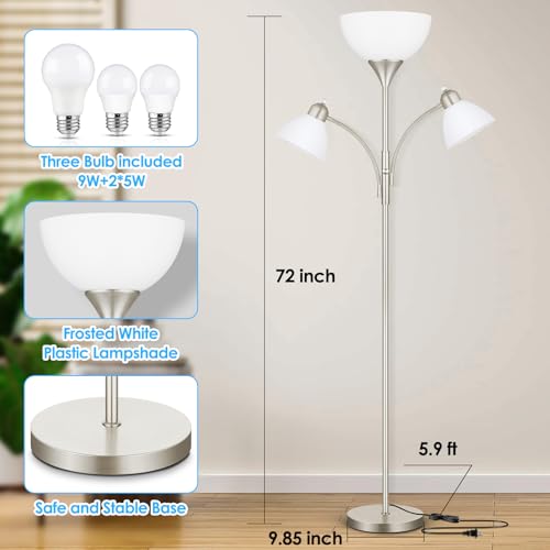 Torchiere Floor Lamps for Living Room (Nickel)