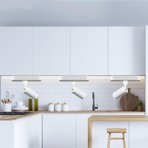 Mini Track Lighting Kit 3CCT 2PCS White Flexible Space Saving (White 3CCT / 2‑Light 0.6Ft Track Kit)
