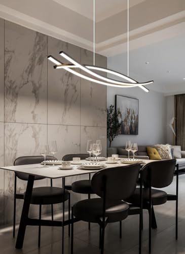 Dimmable Pendant Light for Kitchen Island Lighting (Black / 47.24")