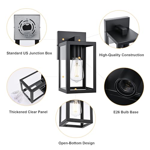2 Pack Outdoor Wall Sconce (Black / 1-Light, 2-Pack)