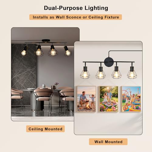 Plug in 4 Light Track Lighting Fixtures Ceiling Adjustable (4-Light)