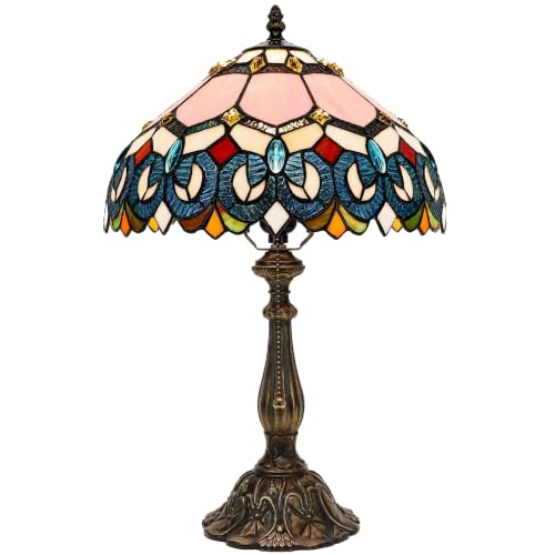 Tiffany Table Lamp Stained Glass Bedside Reading Light W12H19 inch