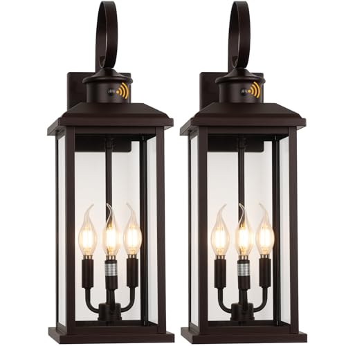24" Dusk to Dawn Outdoor Wall Lights 2 Pack Bronze 3 (Bronze / Dusk to Dawn)