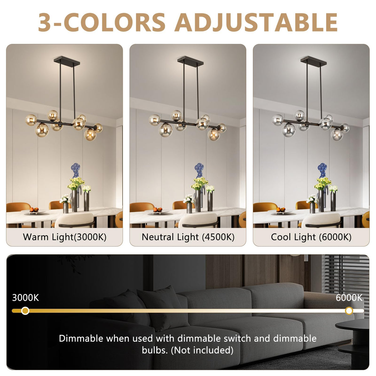 Dining Room Light Fixture Over Table (Smoke Grey)
