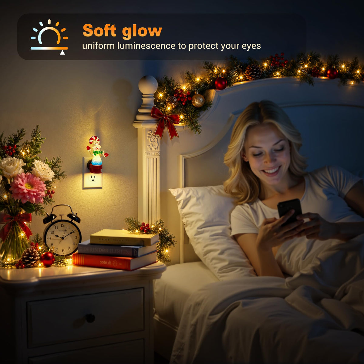 Snowman Candy Night Lights Plug into Wall (Candy Canes-RGB / 1 Pack)