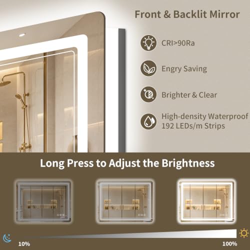 36"x40" LED Bathroom Mirror with Lights (40"L x 36"W)