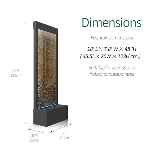 48" Indoor Waterfall with App (Black - Mirrored Brown)