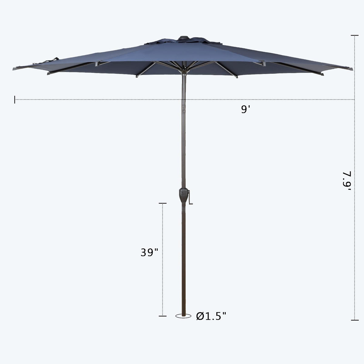 9FT Lyon Outdoor Patio Umbrella Outdoor Table Umbrella with Push Button Tilt and Crank Market Umbrella 8 Sturdy Ribs UV Protection Waterproof for Garden Deck Backyard Pool (9 FT(8 Ribs) / Navy Blue)