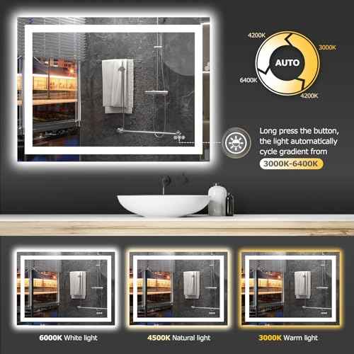 40"X30" LED Bathroom Mirror with Lights (Led Bathroom Mirror (3 Light Modes) / 40"L x 30"W)