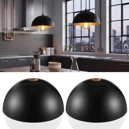 2 Pcs Black Dome Replacement Lamp Shades (Black / Dome)
