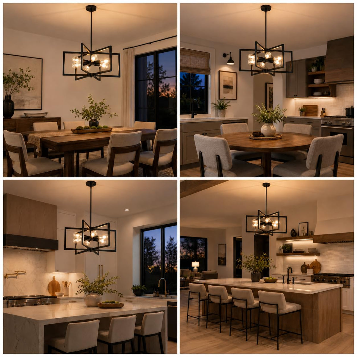 23.6” Black Chandelier for Dining Room 6 Light Kitchen Chandelier over Table Farmhouse Dining Room Light Fixtures Over Table (Black-E26 / 6-Light)