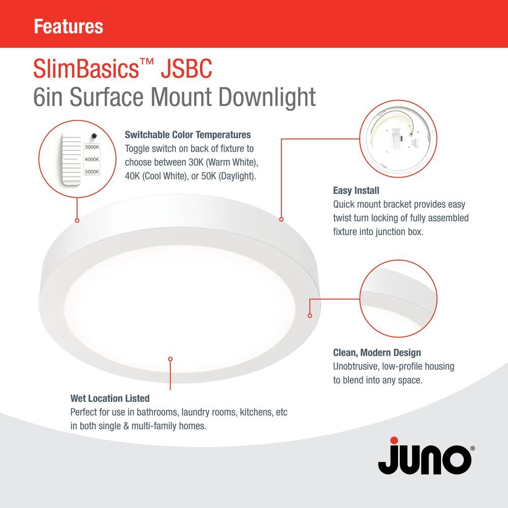 Slim Basics 6 Inch LED Ceiling Light (Selectable 3000K/4000K/5000K / 6-Inch)
