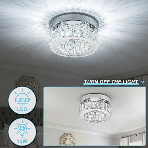 7.8” Crystal Ceiling Light Fixture (7.8in-Round-Cool White)