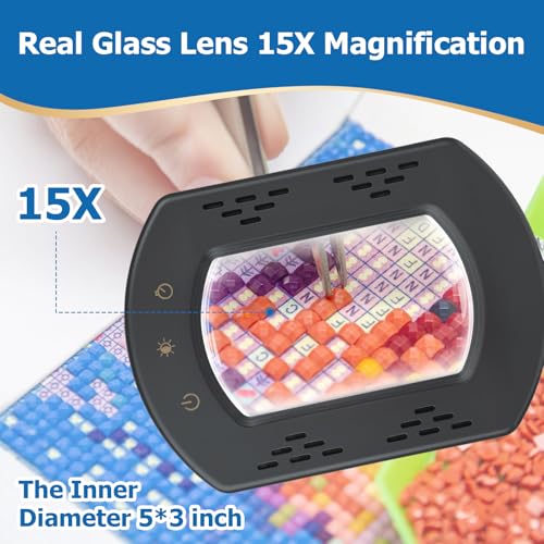 15X Rectangle Magnifying Glass with Light and Stand