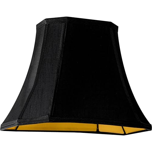 Black Rectangular Lamp Shade for Table Lamps Set of 2 (8 x 14 x 11 inches - 2 Pack / Black Faux Silk)