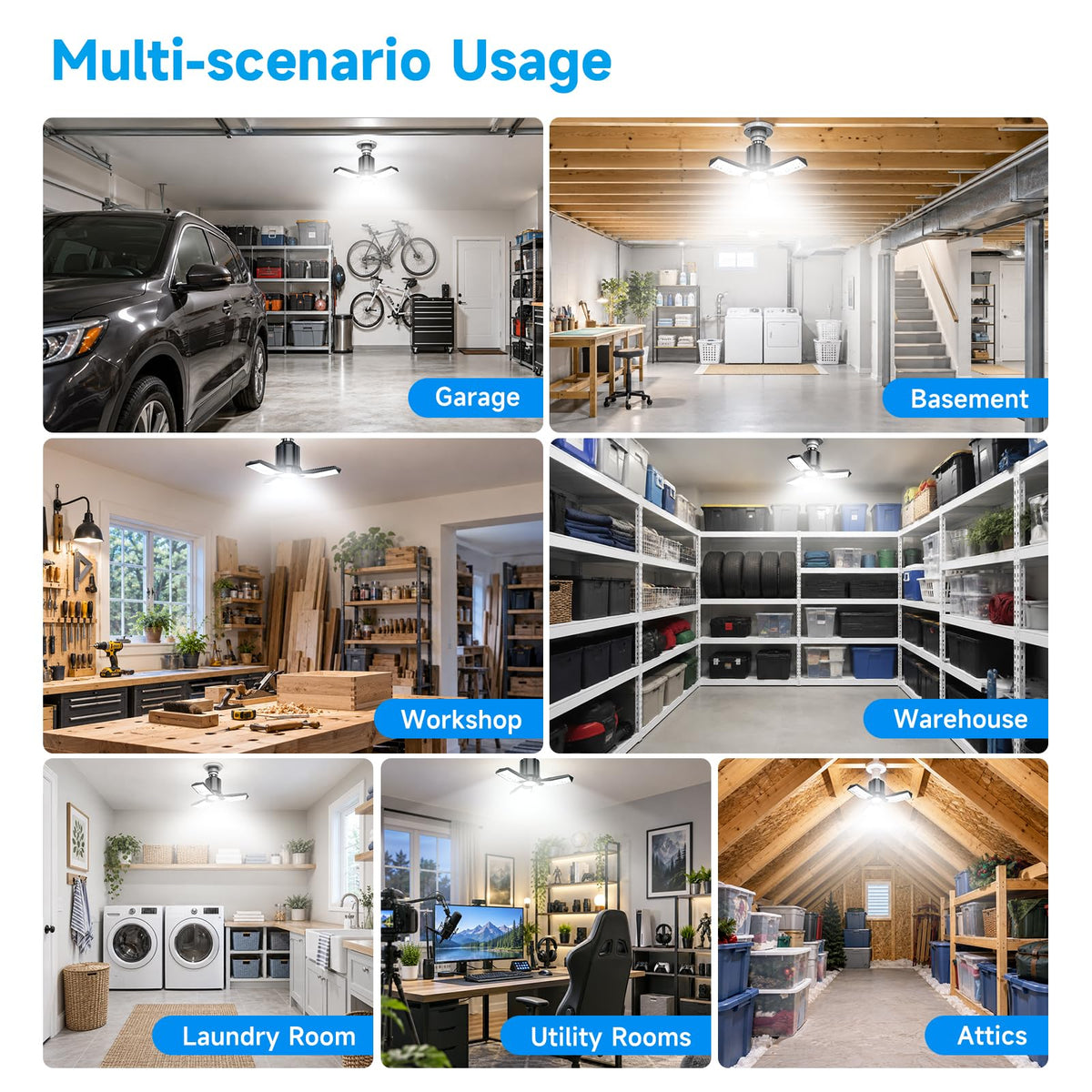 3 Panels LED Garage Light (3 Panels - 80W)