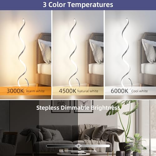 LED Modern Floor Lamp for Living Room (Silver)