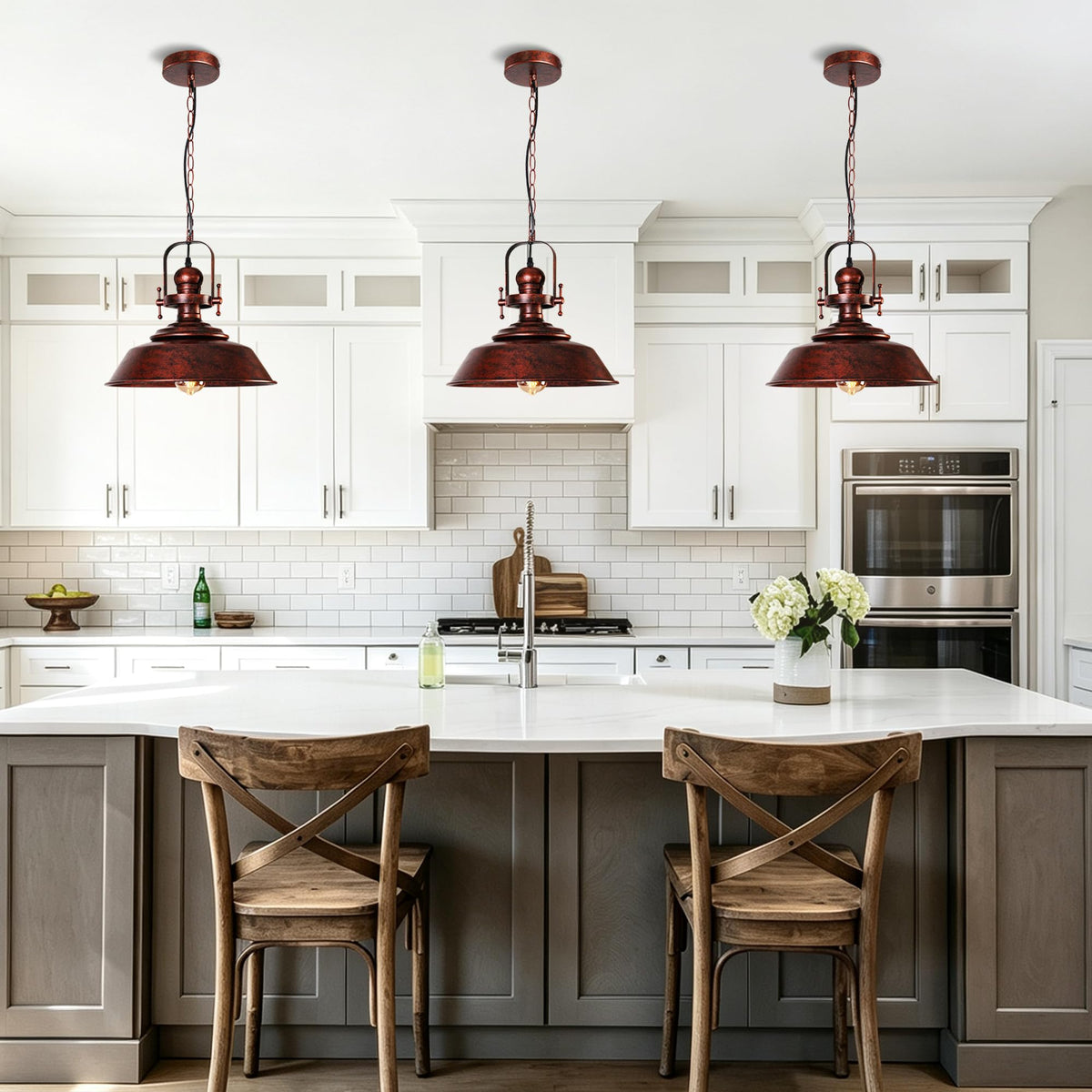 14" Farmhouse Copper Pendant Light for Kitchen Island (Copper)
