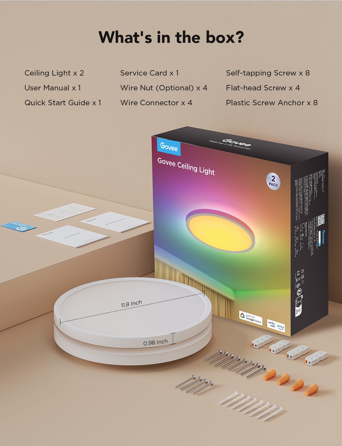 Smart Ceiling Light (White - 2 Pack)