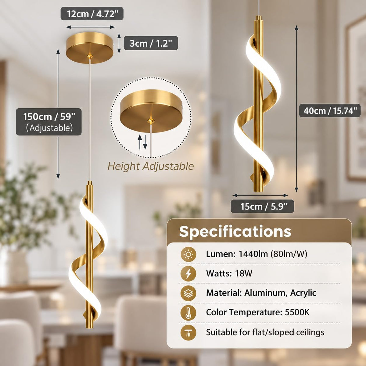 Gold Pendant Light (Gold)