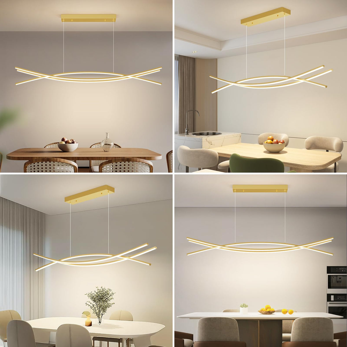 Modern Ceiling Chandelier Light (B-Gold / 39in)