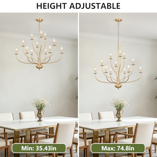 12 Light Gold Chandelier for Dining Room (Gold / 12-Light 36")