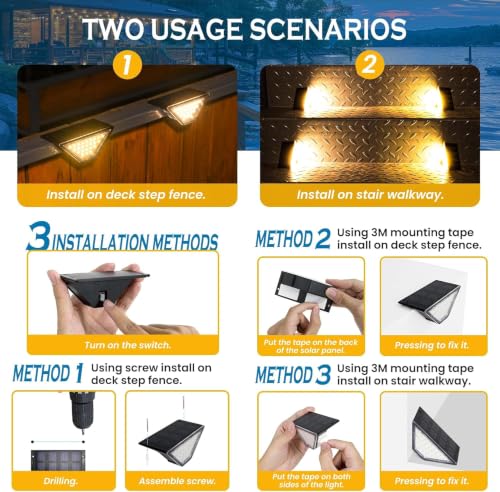 Solar Step Lights for Outside (Warm White / 20)