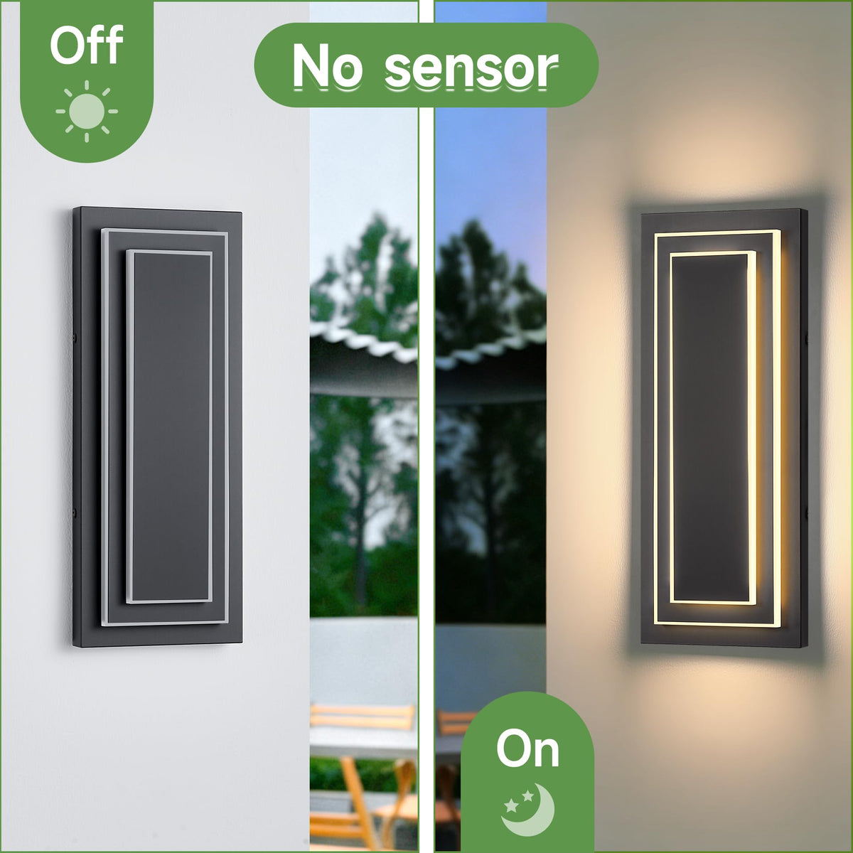 Modern Outdoor Square Wall Sconce LED (Black-2-Tier Modern Design / 15.7 Inches（40 cm）)