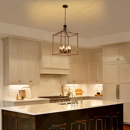 15.7" Modern Farmhouse Chandeliers for Dining Room 6 (186-Black Wood Grain)