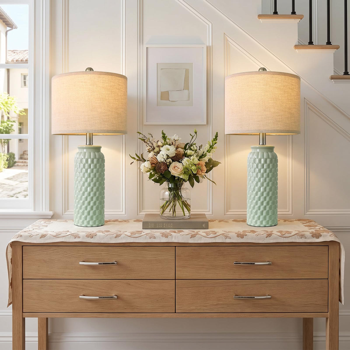 24" Modern Bedside Lamps Set of 2 (24" Medium - Green)