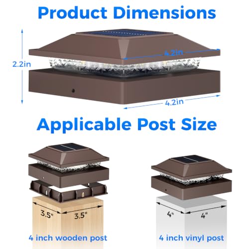 4x4 Solar Post Cap Lights (Brown / 12 Packs)