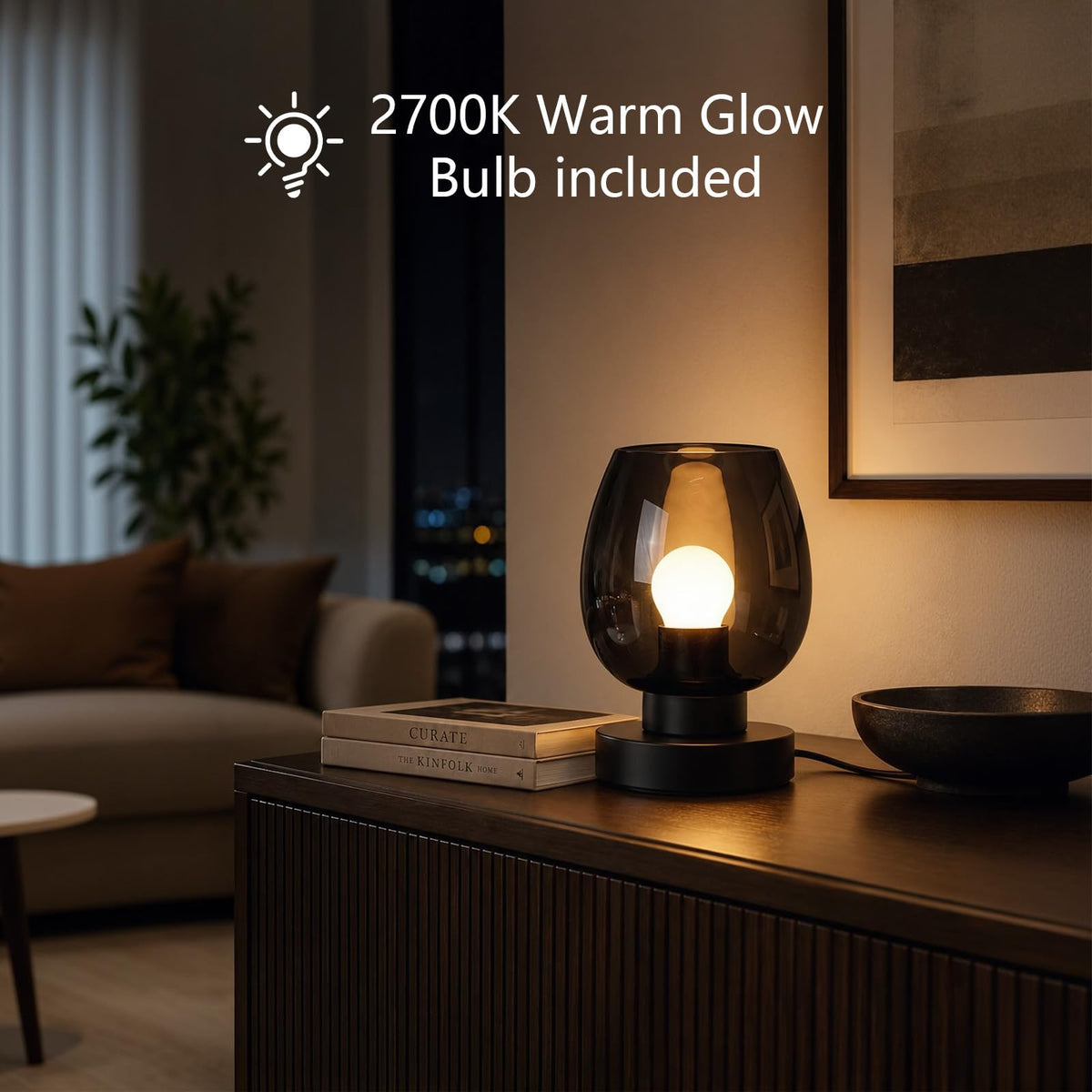 Touch Bedside Table Lamp (Black (No USB) / 1-Pack)