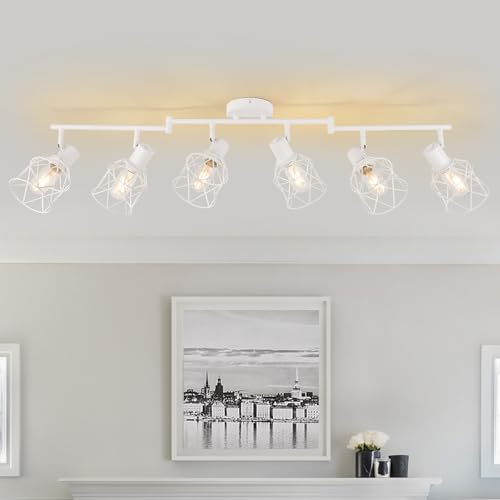 Track Lighting Fixtures (White / 6-Light-Cage)
