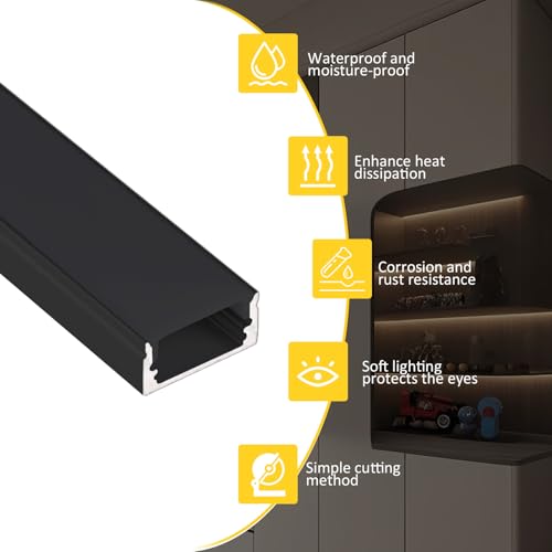 Black LED Channel 20 (Black Aluminum + Black Cover / 3.3FT/20P/#048)