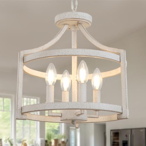 4 Light Farmhouse Chandelier (4 Lights Vintage White)
