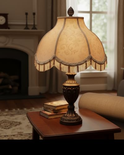 30308 Transitional Scallop Bell Shape Spider Construction Lamp Shade in Wheat (Wheat & 17" Wide)