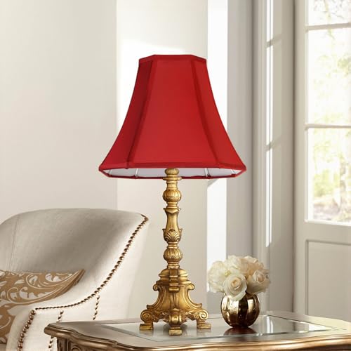 2 Pcs Wine Red Square Cute Lamp Shades Octagonal Faux Silk Lampshade Replacement Medium Lampshade 6.5×13×10.6IN (13IN 2 PACK / Red)