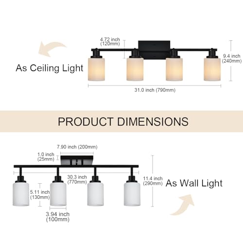 Adjustable Ceiling Spotlight in Black (Black / 4-Lights)