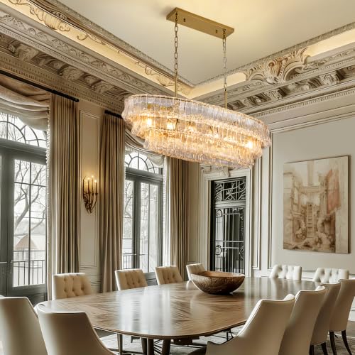 39in Large Chandelier Gold (Rectangle Clear & Gold Chain / 39.37in)