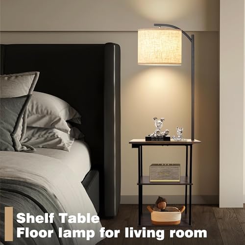 Floor Lamp with Table (Rustic Brown)