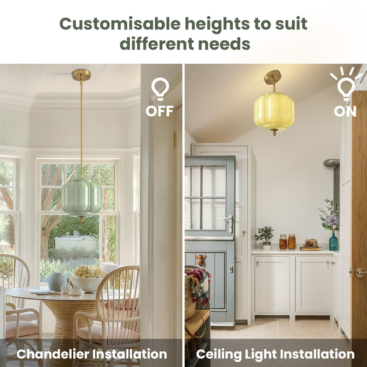 Vintage Green Glass Pendant Lights 9.8 Inch Mid Century Modern Hanging Ceiling Light (Green-1 Pack / 9.8 inch)