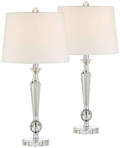Jolie 26" Tall Table Lamps Set of 2 Tapered Candlestick Crystal Traditional